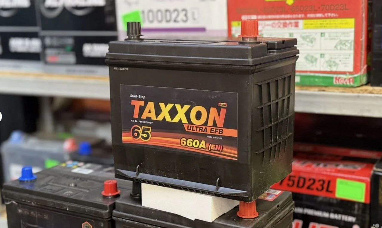 Пример подделки: аккумулятор с надписью TAXXON Ultra EFB